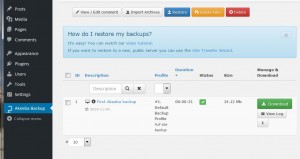 A screenshot from Akeeba Backup for WordPress