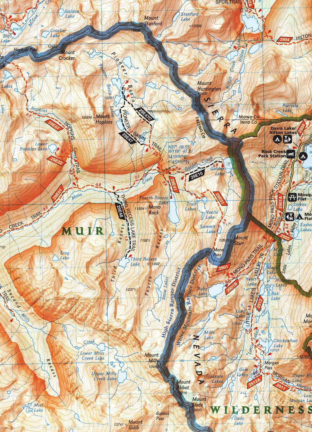 Mono Pass backpack topo map